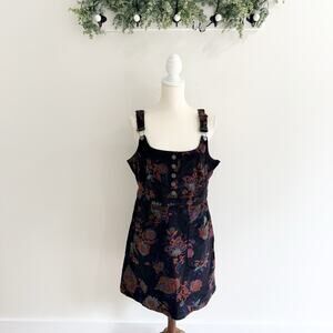 Modcloth Floral Corduroy Overall Mini Dress Size 14 W5368